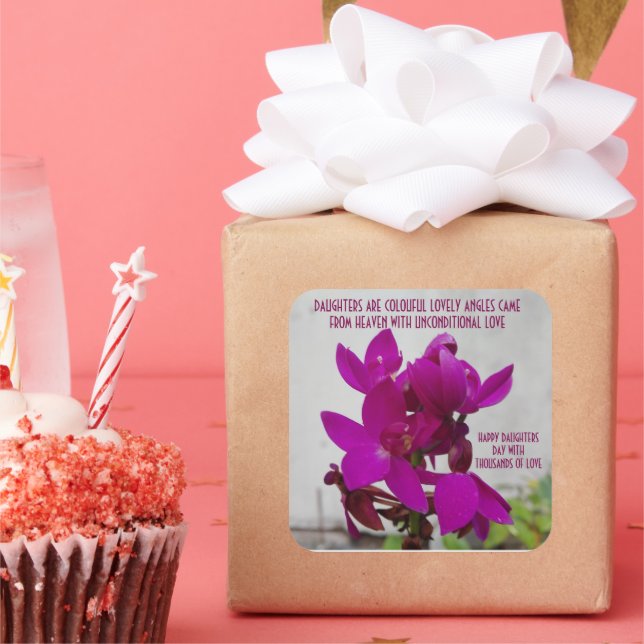 FLOWER POST CARD FOR DAUGHTERS DAY SQUARE STICKER (Party)