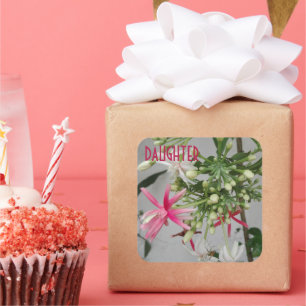 FLOWER POST CARD FOR DAUGHTERS DAY SQUARE STICKER