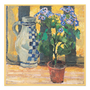 Flower Pot and Ceramic Jug, still life painting, Photo Print