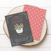 Flower Pot Chalkboard Couple's Shower Invitation