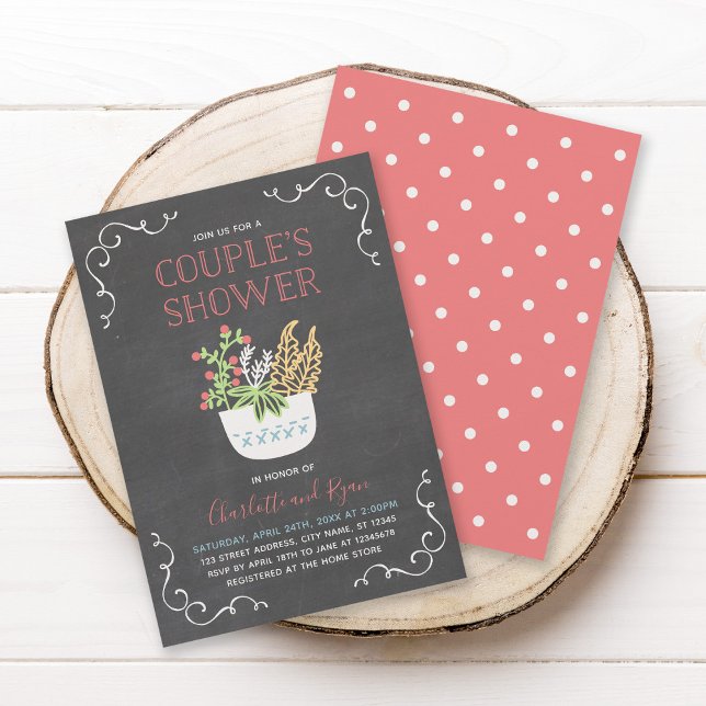 Flower Pot Chalkboard Couple's Shower Invitation (Creator Uploaded)