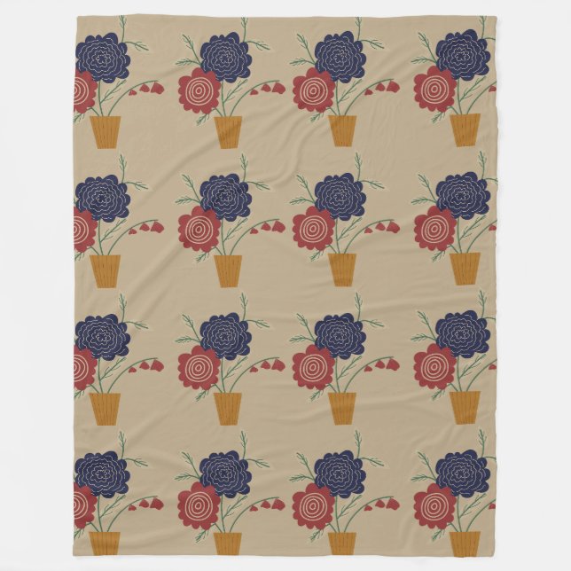 Flower pot pattern fleece blanket (Front)