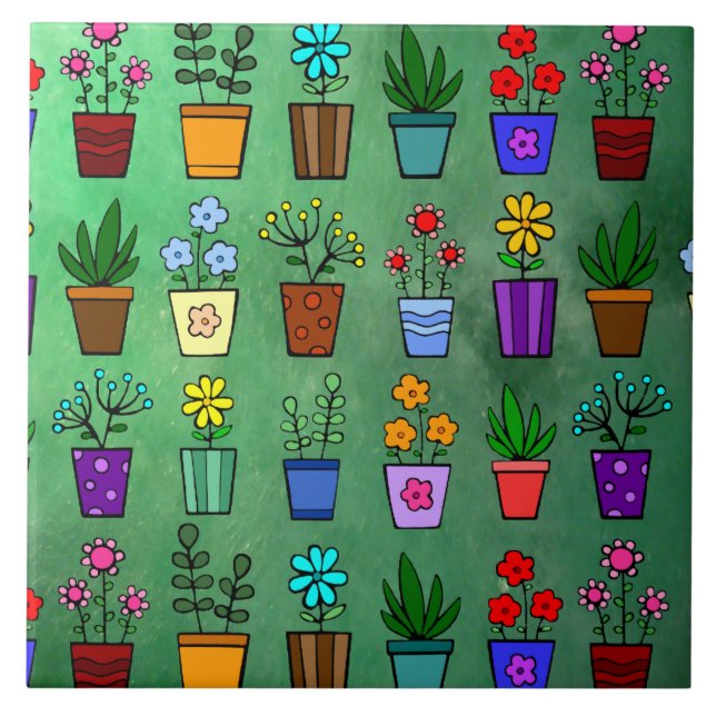 Flower Pots Ceramic Tile (Front)