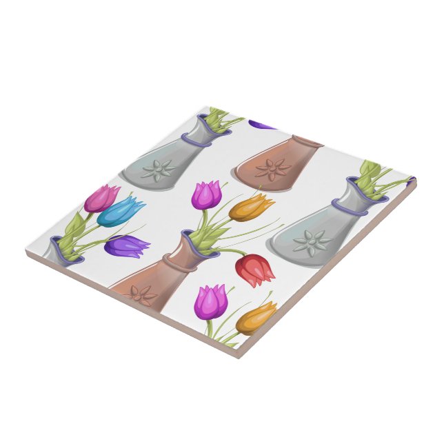 Flower Pots Pattern Ceramic Tile (Side)