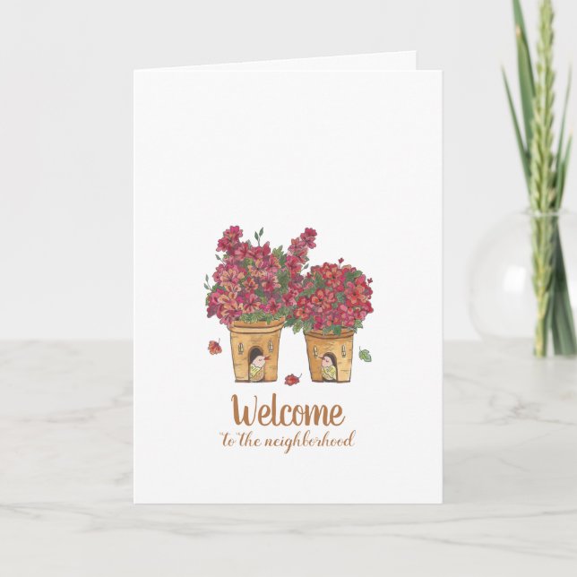 Flower Pots Welcome  Card (Front)