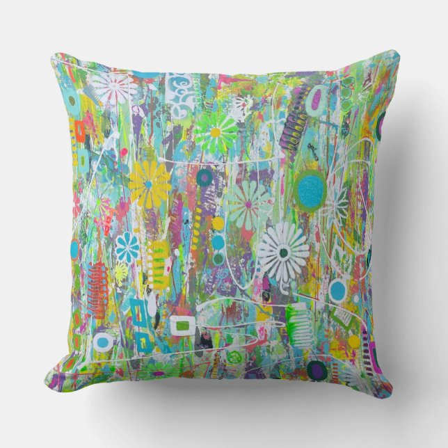 Flower Power 20 x 20 Cotton Throw Pillow (Front)