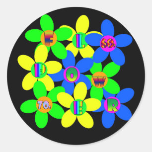 Flower Power 60s-70s Classic Round Sticker