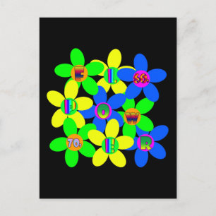 Flower Power 60s-70s Postcard