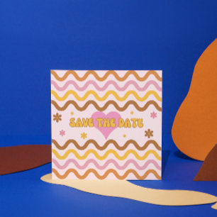 Flower Power 60's 70's Retro Save the Date Card