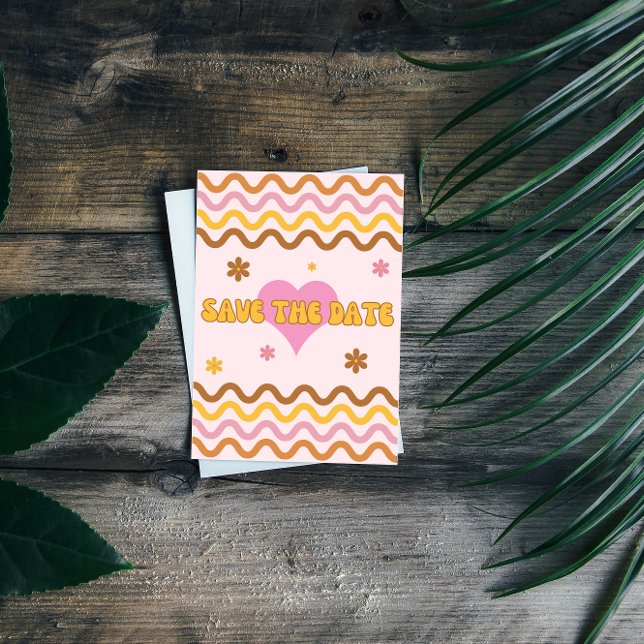 Flower Power 60's 70's Retro Save the Date Invitation (Creator Uploaded)