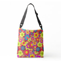 Flower Power 60's Adjustable Strap Tote Bag