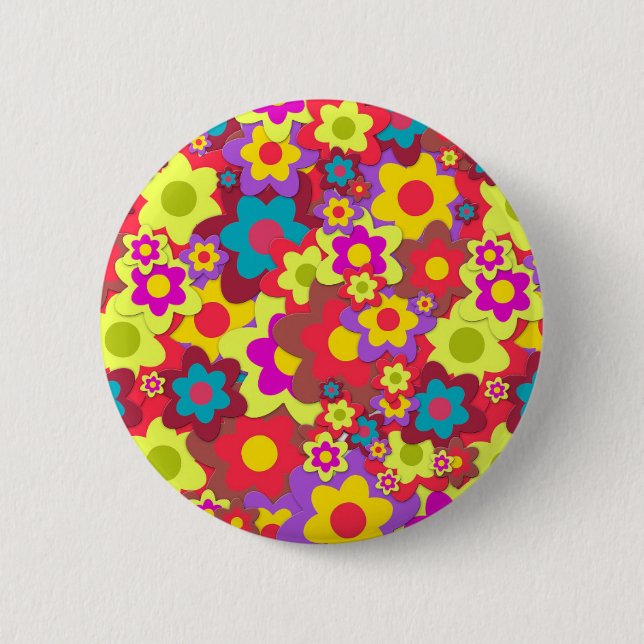 Flower Power 60s hippy 6 Cm Round Badge (Front)