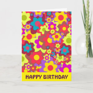 Flower Power 60s hippy birthday Card