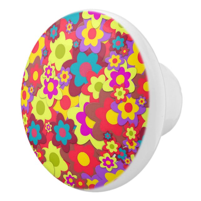 Flower Power 60s hippy Ceramic Knob (Right)