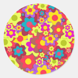 Flower Power 60s hippy Classic Round Sticker