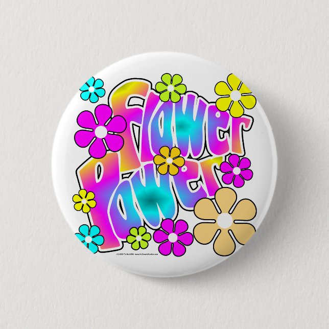 Flower Power 6 Cm Round Badge (Front)