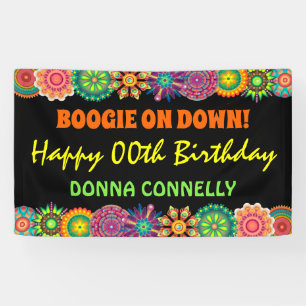Flower Power 70's Colourful Birthday Party Banner