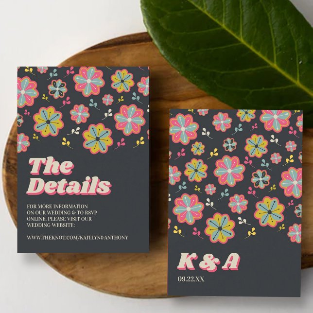 Flower Power 70's Retro Groovy Wedding Detail Enclosure Card (Creator Uploaded)