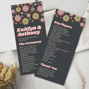 Flower Power 70's Retro Groovy Wedding Program Rack Card