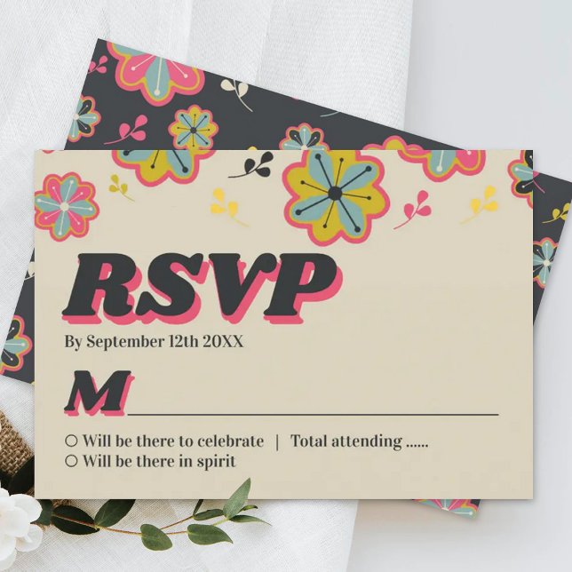 Flower Power 70's Retro Groovy Wedding RSVP Card (Creator Uploaded)