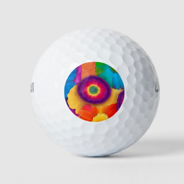 Flower Power: A Vibrant and Colourful Floral Desig Golf Balls (Front)
