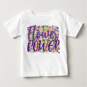 Flower power baby t-shirt top purple boho attitude