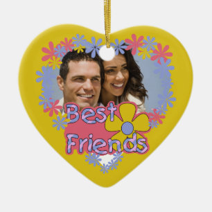 Flower Power Best Friends Photo Keepsake Ceramic Ornament
