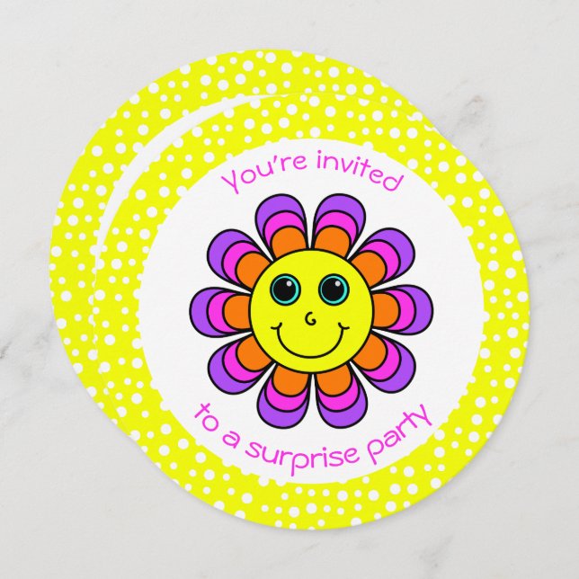 Flower Power Birthday Party Invitation (Front/Back)