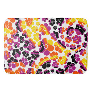 Flower Power - Black, Pink, Orange and Yellow Bath Mat
