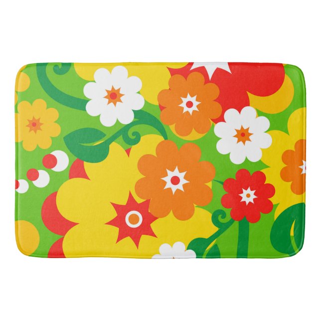 Flower Power blooms wallpaper + your ideas Bath Mat (Front)