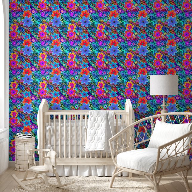 Flower Power Blossoms seamless pattern 3 Wallpaper (Kids)