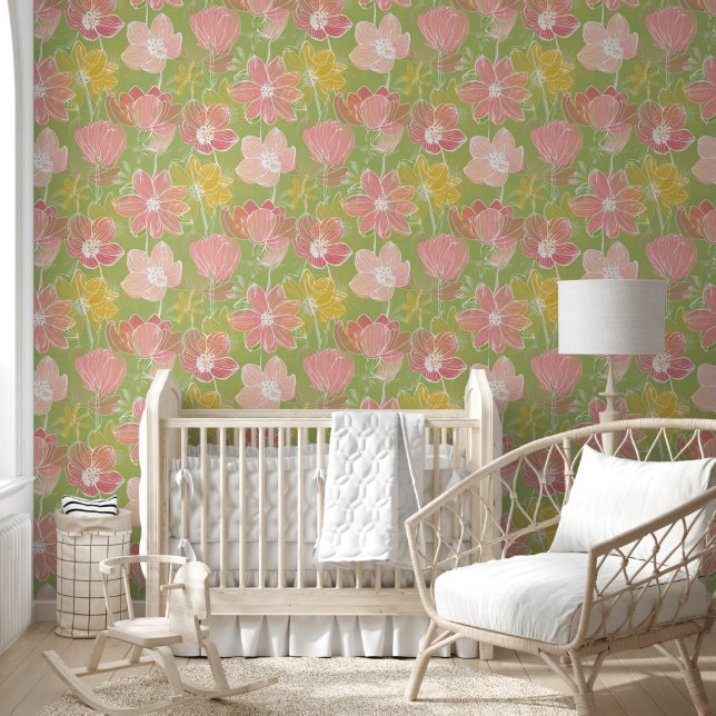 Flower Power Blossoms seamless pattern 6 Wallpaper (Kids)