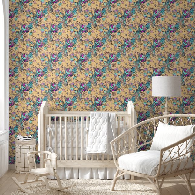 Flower Power Blossoms seamless pattern 7 Wallpaper (Kids)