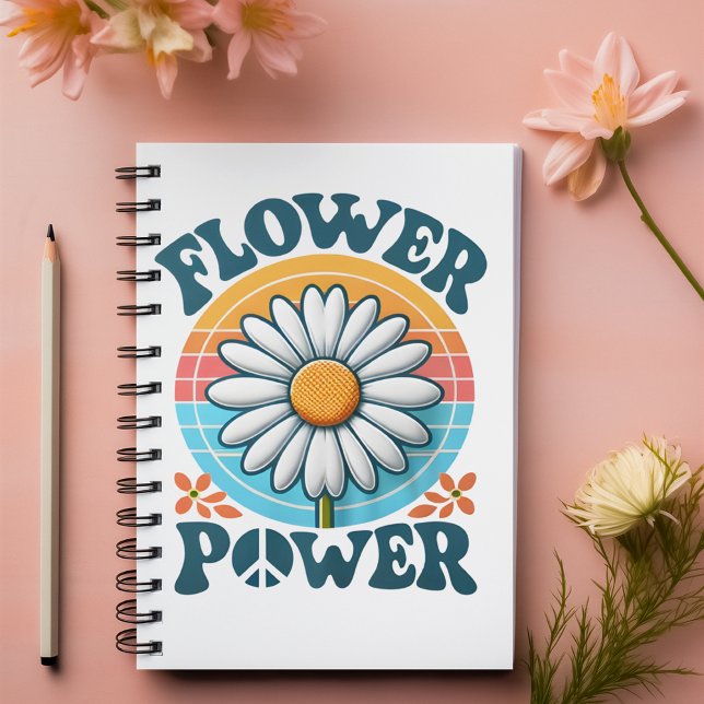 Flower Power blue customisable name  Notebook (Flower Power blue customizable name Notebook)