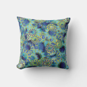 Flower Power Blue Petalled Flowers Cushion