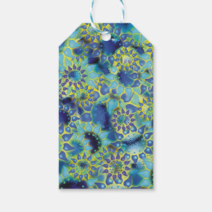 Flower Power Blue Petalled Flowers Gift Tags