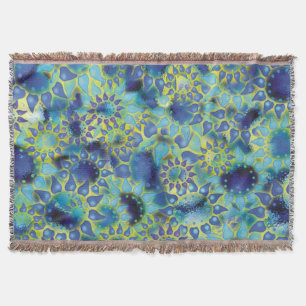 Flower Power Blue Petalled Flowers Throw Blanket