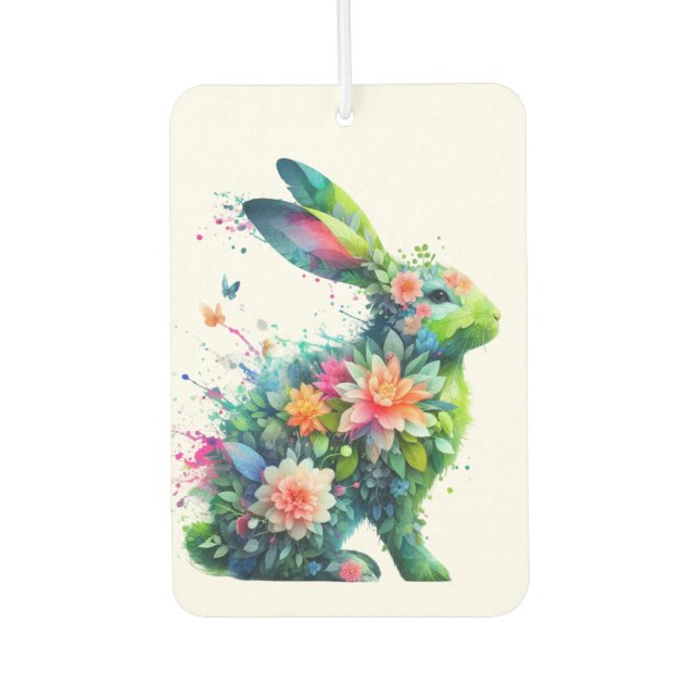 Flower Power Bunny Rabbit Car Air Freshener (Front)
