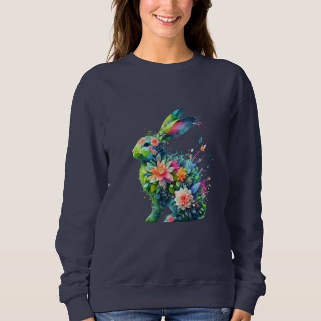 Flower Power Bunny Rabbit Sweatshirt (Front)