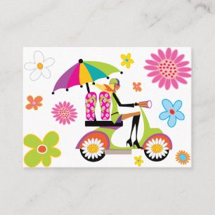 Flower Power Business Card Scooter Girl Flip Flops