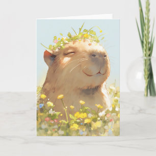 Flower Power Capybara Card