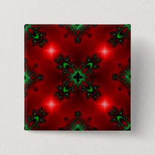 Flower Power, Christmas Magic in Red and Green 15 Cm Square Badge