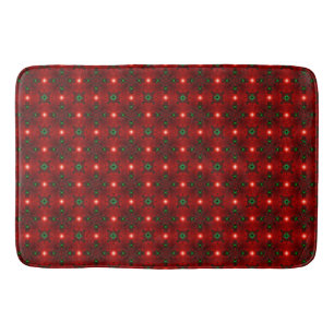 Flower Power, Christmas Magic in Red and Green Bath Mat