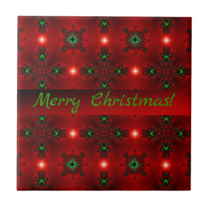 Flower Power, Christmas Magic in Red and Green Ceramic Tile