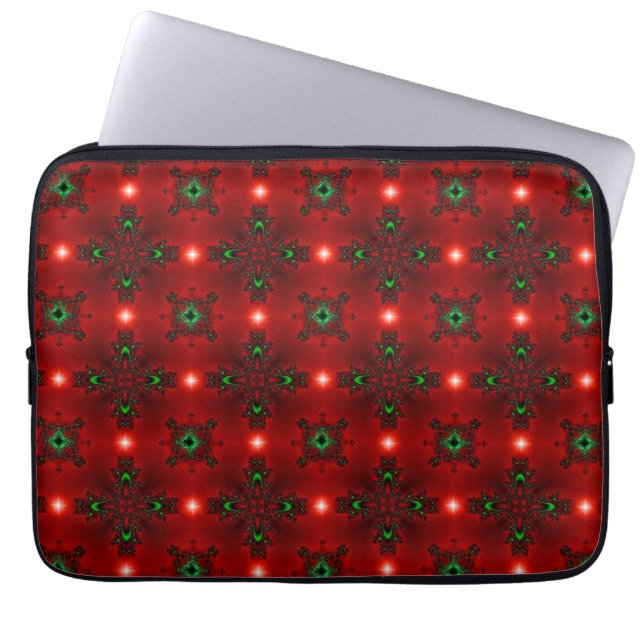 Flower Power, Christmas Magic in Red and Green Laptop Sleeve (Front)