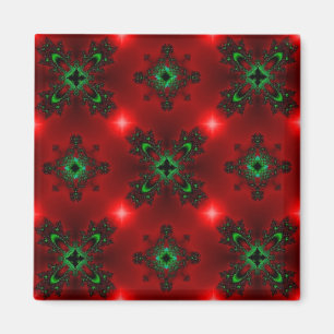 Flower Power, Christmas Magic in Red and Green Magnet