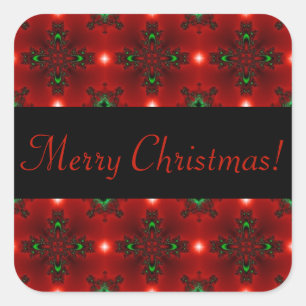Flower Power, Christmas Magic in Red and Green Square Sticker