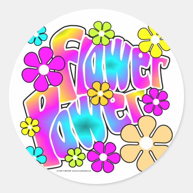 Flower Power Classic Round Sticker (Front)