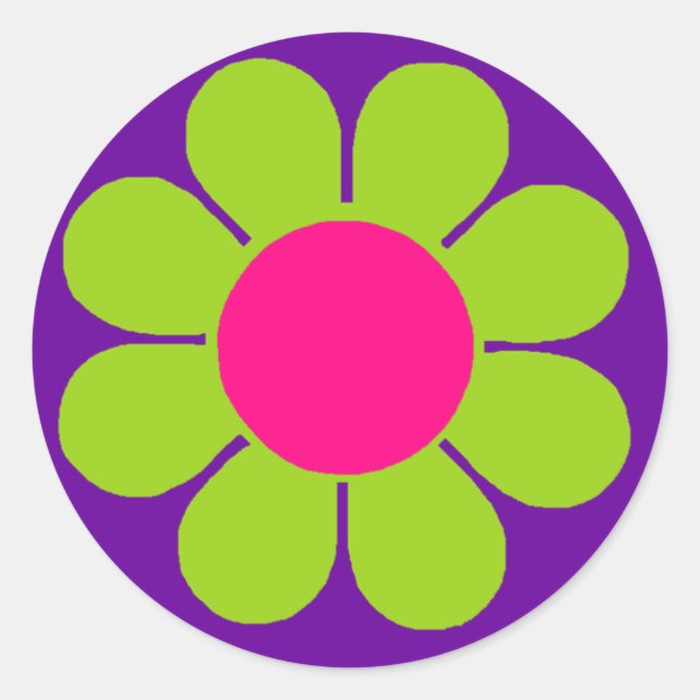 Flower Power Classic Round Sticker (Front)
