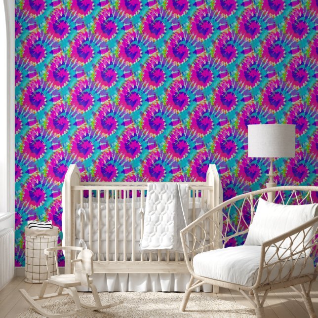Flower Power - Colourfully Spiral Batik Pattern 1 Wallpaper (Kids)